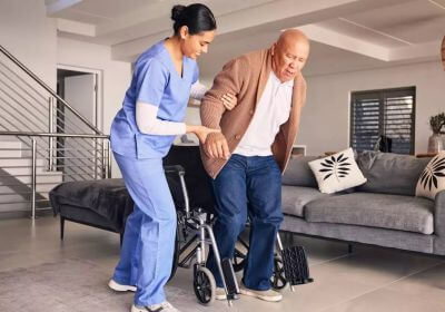 Occupational therapist assisting a patient with daily activities in Polokwane/Tshwane.